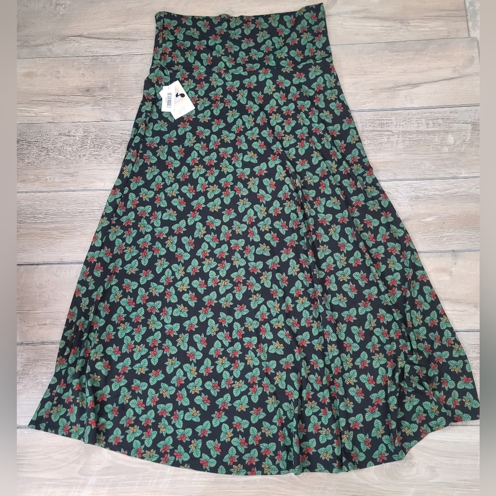 LuLaRoe Green Leaf Flower Print Soft Stretchy Maxi Skirt Size 2XL - Picture 8 of 8